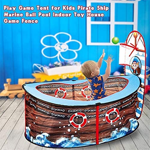 Juego Carpa Pirata Barco para Niños Plegable Pop Tienda De Juego Juguete Juguete Marino Bola Piscina Juego Cerca con Cesta De Baloncesto para Niños Interior Jardín