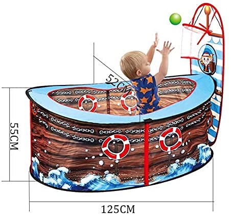 Juego Carpa Pirata Barco para Niños Plegable Pop Tienda De Juego Juguete Juguete Marino Bola Piscina Juego Cerca con Cesta De Baloncesto para Niños Interior Jardín