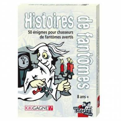 Juego de 2 juegos negros Stories Junior: historias de fantasmas + historias de niñas + 1 regla marcapáginas de madera Blumie.