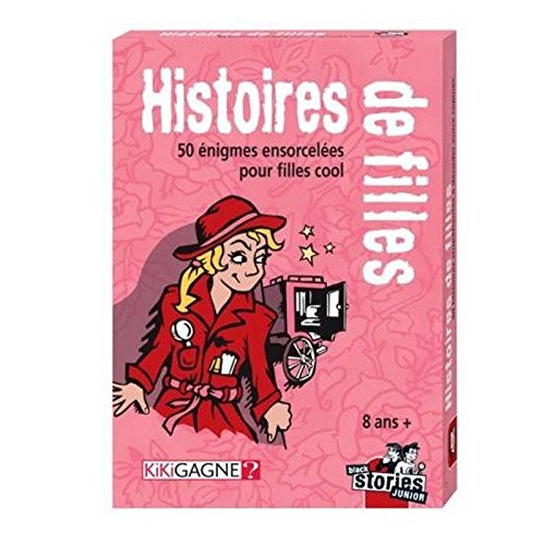 Juego de 2 juegos negros Stories Junior: historias de fantasmas + historias de niñas + 1 regla marcapáginas de madera Blumie.