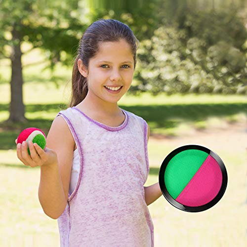 Juego de Bolas de Lanzamiento y Captura, Juego de 3 Paletas de Lanzamiento y Pelota de Captura, 6 Paletas y 3 Bolas, Adecuado para Deportes, Playa, Regalos de Cumpleaños, Novedades