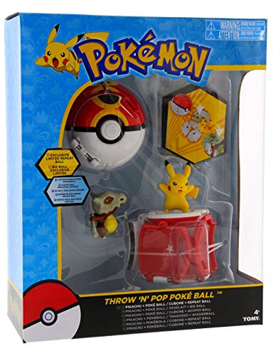 Juego de Figuras Pokemon Throw 'n' Pop Pokeball Pikachu & Poke Ball/Cubone & Repeat Ball