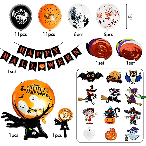 Juego de globos de decoración de Halloween, globos de látex para Halloween, diseño de araña, calabaza, fantasma, bruja para decoración de Halloween al aire libre e interior, fiesta de niños