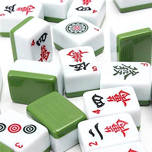 Juego de Mahjong Portable Mahjong Set Chinese Antique Mini Mahjong Juegos Inicio Juegos Mini Mahjong China Funny Family Table Board Juego (Color : Green)