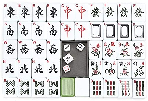 Juego de Mahjong Portable Mahjong Set Chinese Antique Mini Mahjong Juegos Inicio Juegos Mini Mahjong China Funny Family Table Board Juego (Color : Green)