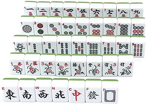 Juego de Mahjong Portable Mahjong Set Chinese Antique Mini Mahjong Juegos Inicio Juegos Mini Mahjong China Funny Family Table Board Juego (Color : Green)