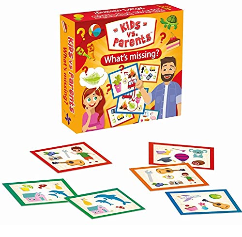 Juego de memoria Juego de cartas educativas Juego Reflex para niños y adultos Juego familiar Enfoque cerebral Entrenamiento | Niños vs Padres Lo que falta | Edad: 5+