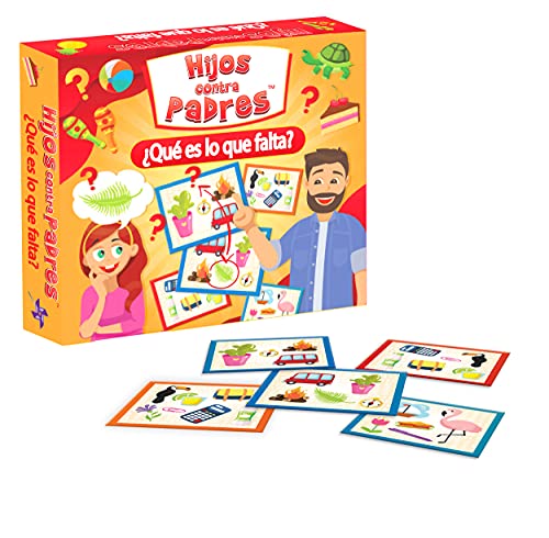 Juego de Memoria Juego de Cartas para Toda la Familia Juego Educativo para Niños y Adultos Juego de Mesa | Hijos contra Padres ¿Qué es lo Que Falta? | en Español | 84 Cartas | de 5 Años