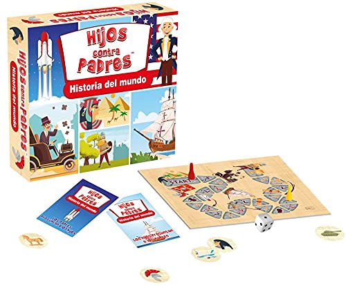 Juego de Mesa Educativo Juego de Cartas para Niños y Adultos Juego de Preguntas i Respuestas para Toda la Familia | Hijos contra Padres Historia del Mundo | 54 Cartas | 208 Preguntas | de 6 Años