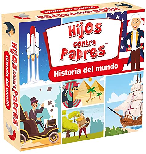 Juego de Mesa Educativo Juego de Cartas para Niños y Adultos Juego de Preguntas i Respuestas para Toda la Familia | Hijos contra Padres Historia del Mundo | 54 Cartas | 208 Preguntas | de 6 Años