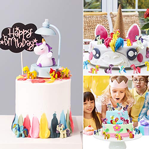 Juego de Mini Unicornio de 12 Piezas, Sombrero de Copa de Unicornio, Sombrero de Copa de Pastel de Cumpleaños, Juguetes para Niños, Decoraciones de Fiesta Temática de Unicornio