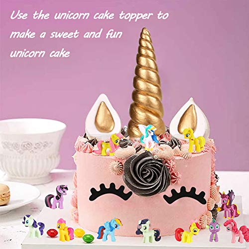 Juego de Mini Unicornio de 12 Piezas, Sombrero de Copa de Unicornio, Sombrero de Copa de Pastel de Cumpleaños, Juguetes para Niños, Decoraciones de Fiesta Temática de Unicornio