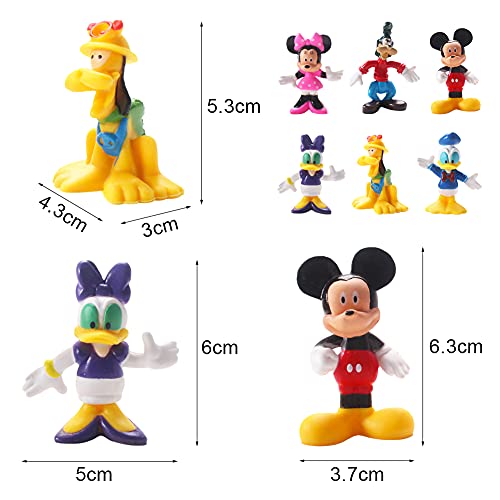 Juego de Minifiguras de Mickey, Hilloly 6 Pcs Cake Topper Mickey Mouse Decoración de Pastel de Cumpleaños de Dibujos Animados Pato Donald Torta Primeros Magdalena Kit Pastel Para Fiesta Suministros