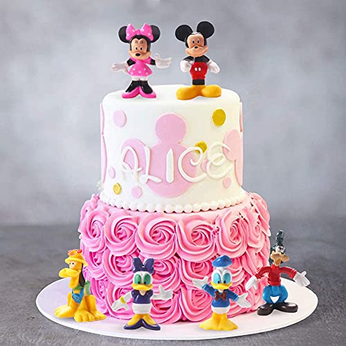 Juego de Minifiguras de Mickey, Hilloly 6 Pcs Cake Topper Mickey Mouse Decoración de Pastel de Cumpleaños de Dibujos Animados Pato Donald Torta Primeros Magdalena Kit Pastel Para Fiesta Suministros