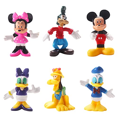 Juego de Minifiguras de Mickey, Hilloly 6 Pcs Cake Topper Mickey Mouse Decoración de Pastel de Cumpleaños de Dibujos Animados Pato Donald Torta Primeros Magdalena Kit Pastel Para Fiesta Suministros