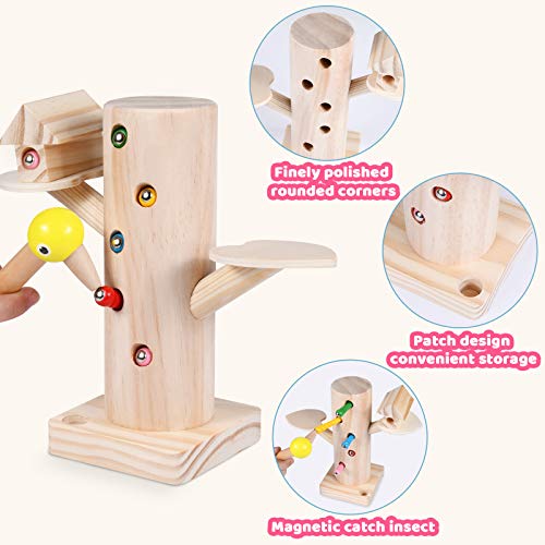 Juego Infantil Magnetico, Pajaro Carpintero Juguete,Juego de Atrapar Insectos de Pájaro Carpintero,con Emocionales en Bebes y Niños de Edad Preescolar,Colores Que Desarrolla Habilidades Cognitivas