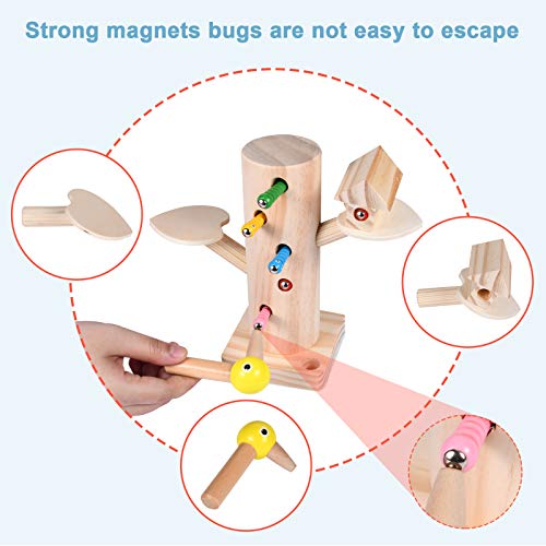 Juego Infantil Magnetico, Pajaro Carpintero Juguete,Juego de Atrapar Insectos de Pájaro Carpintero,con Emocionales en Bebes y Niños de Edad Preescolar,Colores Que Desarrolla Habilidades Cognitivas