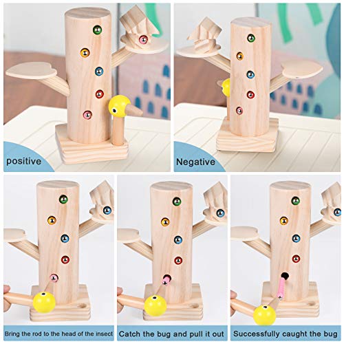 Juego Infantil Magnetico, Pajaro Carpintero Juguete,Juego de Atrapar Insectos de Pájaro Carpintero,con Emocionales en Bebes y Niños de Edad Preescolar,Colores Que Desarrolla Habilidades Cognitivas