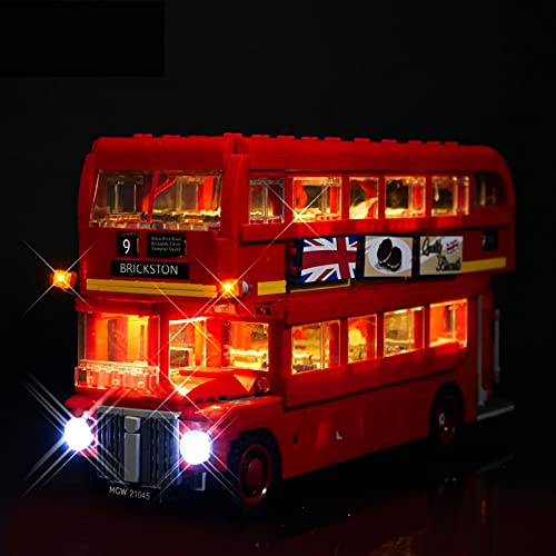 Juego Luces LED Juego Luces para Creator Expert London Bus Model Juego Luces Iluminación Compatible con Lego 10258 (Solo Luz LED, Sin Kit Bloques de Construcción)