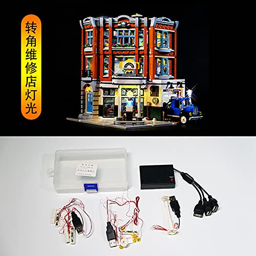 Juego Luces LED Juego Luces para Taller Reparación de Automóviles en Esquinas, Juego Luces Iluminación Compatible con Lego 10264 (Solo Luz LED, Sin Kit LEGO)