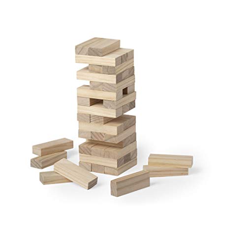 Juego Torre de Madera de Habilidad (tamaño pequeño/Viaje). Incluye 45 Piezas de Madera y Viene presentado en una Resistente Funda de algodón con Cierre de cordón.