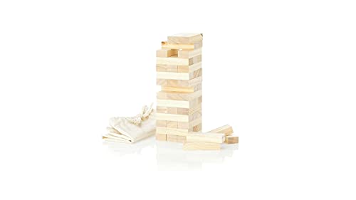 Juego Torre de Madera de Habilidad (tamaño pequeño/Viaje). Incluye 45 Piezas de Madera y Viene presentado en una Resistente Funda de algodón con Cierre de cordón.