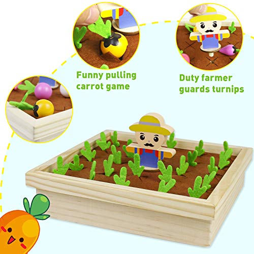 Juegos Montessori para Niños Juego de Memoria Juegos de Mesa Juguetes de Madera 2 in 1 Zanahoria Juguete Mesa Actividades Bebe Juegos de Aprendizaje Regalos de niños 3 años