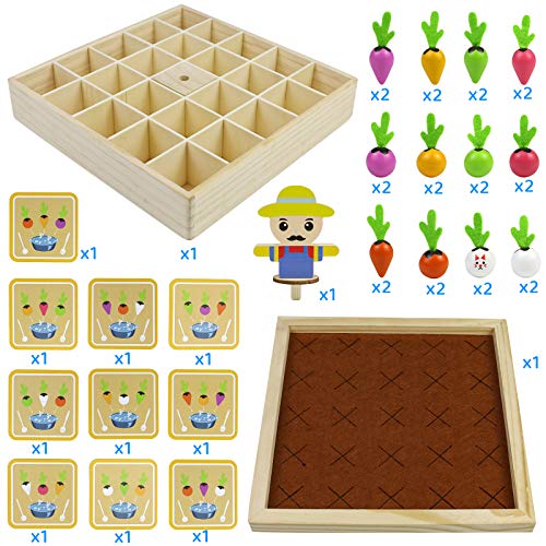 Juegos Montessori para Niños Juego de Memoria Juegos de Mesa Juguetes de Madera 2 in 1 Zanahoria Juguete Mesa Actividades Bebe Juegos de Aprendizaje Regalos de niños 3 años