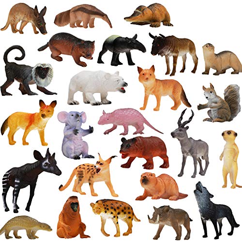 Juguete de animales de Zoo World, juego de 25 piezas de animales de la selva realistas (10 cm), plástico, para niños y niñas Gran idea de regalo o recuerdo de fiesta para niños