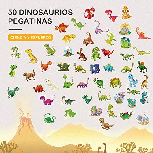 Juguete de Coche de Globo para Niños, INPHER Coche Dinosaurio Impulsado por Aire, Juguetes Educativos Creativos de Dinosaurios, con 50 Pegatinas de Dinosaurios, Globos, Regalo para Niños Niñas