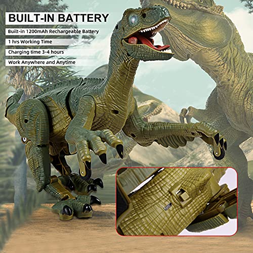 Juguete de dinosaurio con mando a distancia, juguete iluminado con mando a distancia, batería integrada de 1200 mAh para niños y niñas