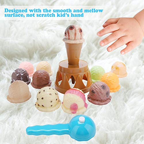 Juguete de Helados, Juguete de plástico apilable Helado Super Fresco Cono Postres Torres Playset Comida Juego de Roles con Scooper para niños