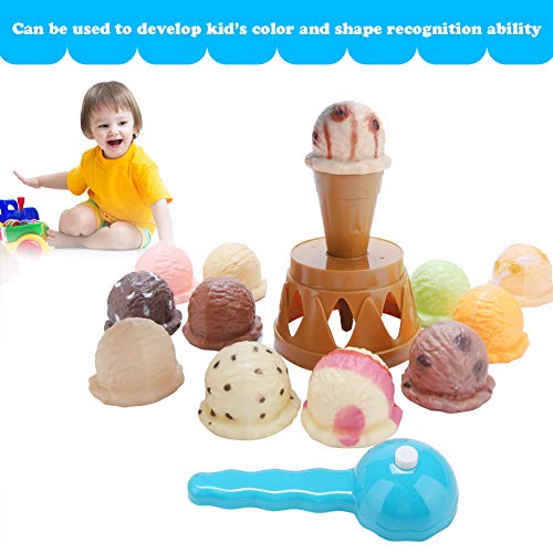 Juguete de Helados, Juguete de plástico apilable Helado Super Fresco Cono Postres Torres Playset Comida Juego de Roles con Scooper para niños