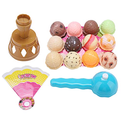 Juguete de Helados, Juguete de plástico apilable Helado Super Fresco Cono Postres Torres Playset Comida Juego de Roles con Scooper para niños