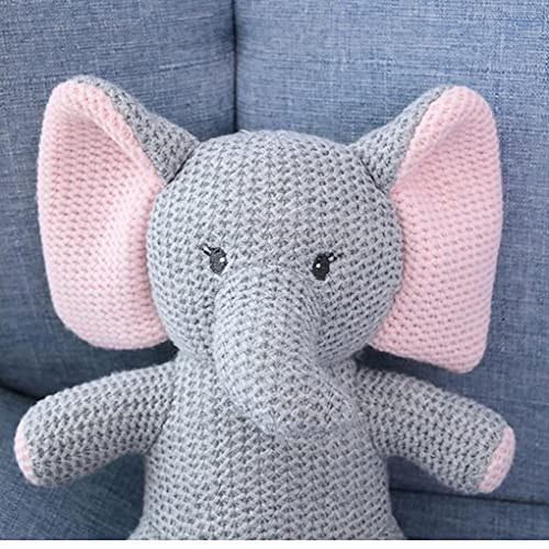 Juguete de muñecas de elefante de punto estilo nórdico, durmiendo infantil Muñeca Muñeca de peluche de peluche, atrae la atención del bebé para las niñas para niños