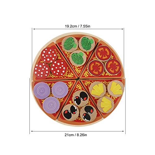 Juguete de pizza de verduras de madera, juego de comida DIY Pizza Play para juguetes de rol para niños, niños, aprendizaje y regalo educativo