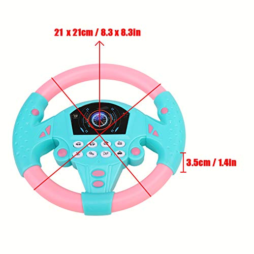 Juguete de volante para niños, Volante de simulación de juguete con luz y sonido de conducción Juguetes educativos para infancia(Rosado azul)