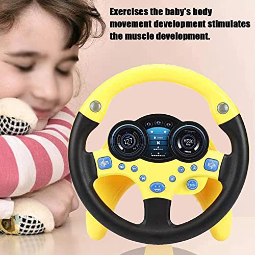 Juguete para volante, coche de copiloto con música y luz para niños juguetes de aprendizaje para conducir regalo de educación musical para niños pequeños aprendices (amarillo)