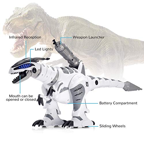 Juguete Robot de Dinosaurios, ANTAPRCIS RC Robot para Niños con Modo de Batalla, Interactivo Mascota Programable Bailar y Cantar, Regalo para Niños