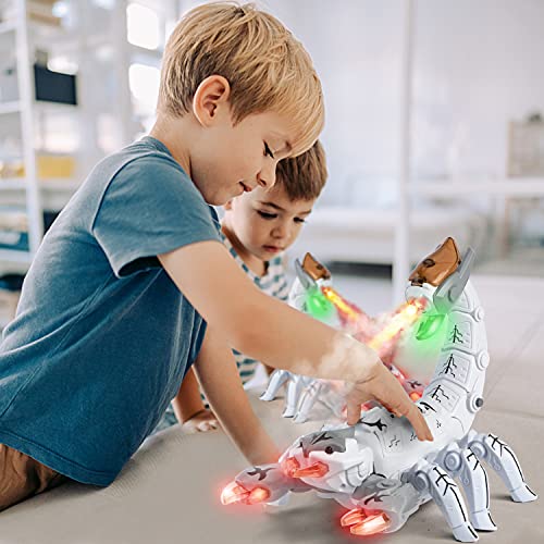 Juguete robot de escorpión para niños,mascotas electrónicas,juguetes de animales que caminan con luces LED,sonidos,fuego en aerosol de niebla, alicates temblorosos y cola,juguete de escorpión realista