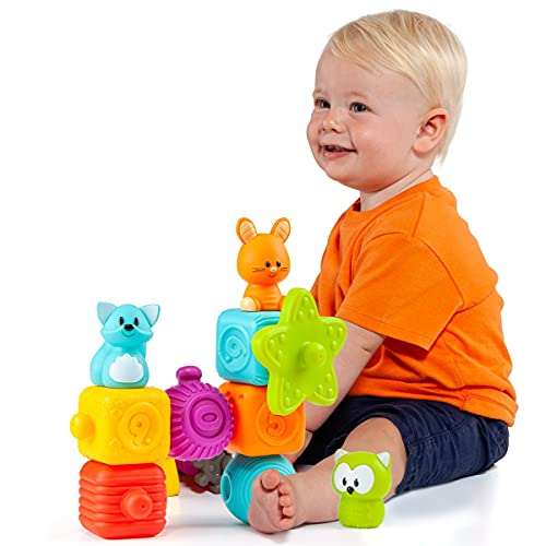 Juguete Sensorial para bebés Play&Sense Molto con Bolas y Figuras sensoriales multitextura encajables Unas con Otras, Libres de BFA. Figuras blanditas (Bolsa 10 Piezas)