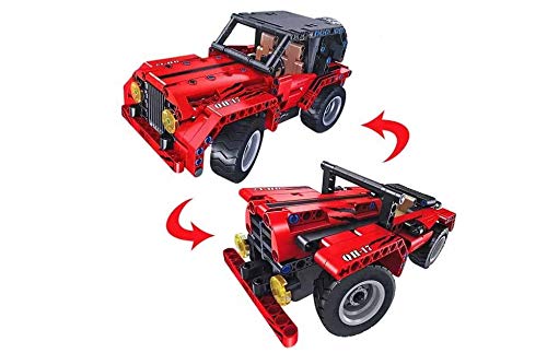 JUGUETECNIC │ Coche Teledirigido para Montar Jeep | Coches Radiocontrol Todoterreno para Niños a Batería | Construye un Jeep o un coche descapotable │ Construcción de 333 Piezas