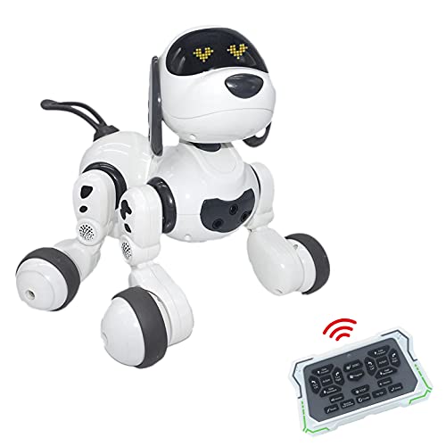 JUGUETECNIC │ Dexterity, el perro robot interactivo para Niños │ Canta, Baila y tiene Movimiento Teledirigido│ Programable con batería y cable cargador USB │ Mascota realista