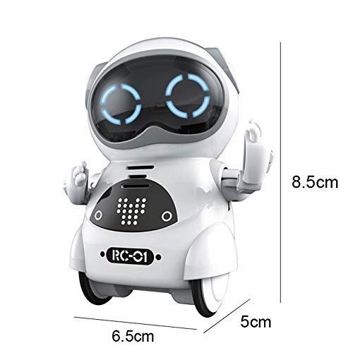 JUGUETECNIC │ Mini Robot Interactivo para Niños Reconoce Tu Voz Responde Español Baila Música | Pocket Toy Robot | Juguete electronico Infantil de Bolsillo (Blanco)