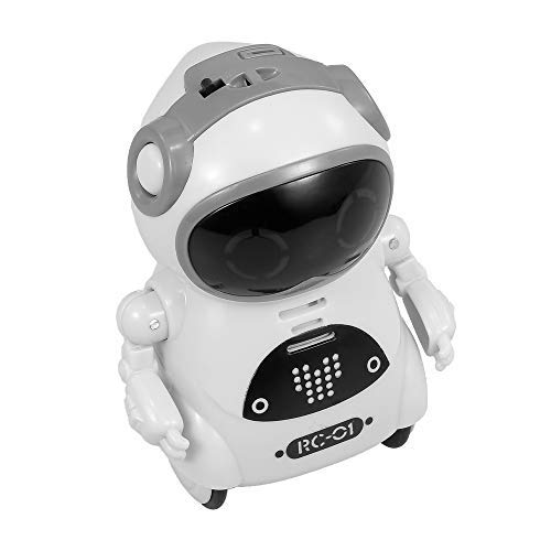 JUGUETECNIC │ Mini Robot Interactivo para Niños Reconoce Tu Voz Responde Español Baila Música | Pocket Toy Robot | Juguete electronico Infantil de Bolsillo (Blanco)