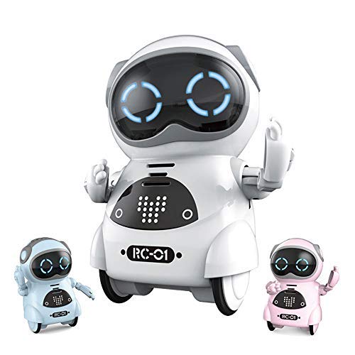 JUGUETECNIC │ Mini Robot Interactivo para Niños Reconoce Tu Voz Responde Español Baila Música | Pocket Toy Robot | Juguete electronico Infantil de Bolsillo (Blanco)