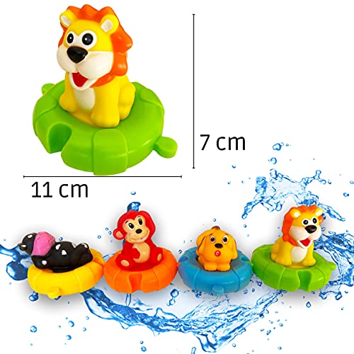 Juguetes de Baño con Forma de Animales para Bebés y Niños| Set de 4 Animales Marinos de Juguete Coloridos para La Bañera-Piscina-Playa | Ideal Juguete de Baño Bebé con Rompecabezas