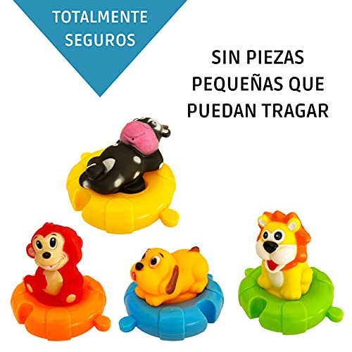 Juguetes de Baño con Forma de Animales para Bebés y Niños| Set de 4 Animales Marinos de Juguete Coloridos para La Bañera-Piscina-Playa | Ideal Juguete de Baño Bebé con Rompecabezas