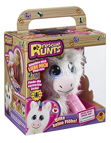 Juguetes de Bauer "Rescue Runts", unicornio (18013): tu nueva mascota para adoptar, cuidar y amar, peluche de color blanco, aprox. 23 cm. , color/modelo surtido