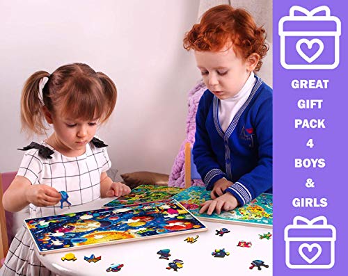 Juguetes Niños 3 4 5 Años - 2 Montessori Juegos Puzzles Infantiles de Madera - Regalo Rompecabezas Animales Educativos para Niñas y Niños 6 7 8